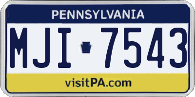 PA license plate MJI7543