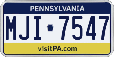 PA license plate MJI7547