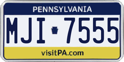 PA license plate MJI7555