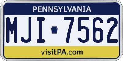 PA license plate MJI7562