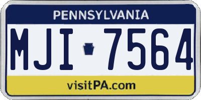 PA license plate MJI7564