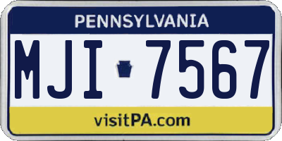 PA license plate MJI7567