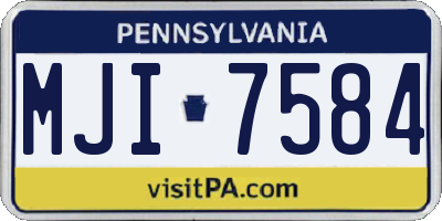 PA license plate MJI7584