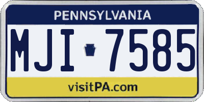 PA license plate MJI7585
