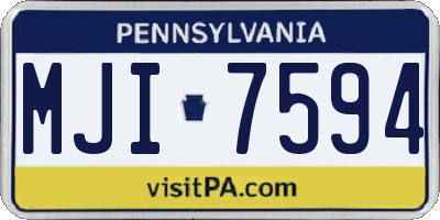 PA license plate MJI7594