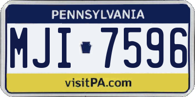 PA license plate MJI7596