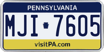 PA license plate MJI7605