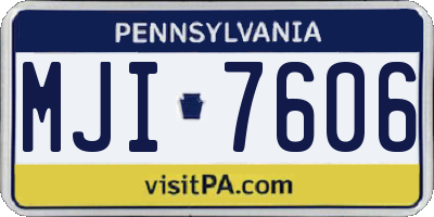 PA license plate MJI7606