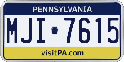 PA license plate MJI7615