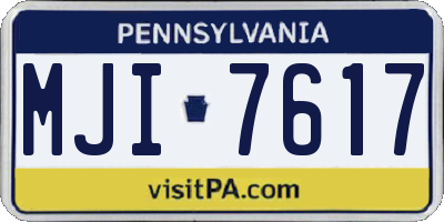 PA license plate MJI7617