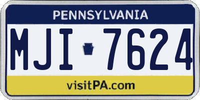 PA license plate MJI7624