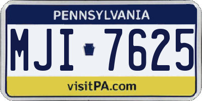 PA license plate MJI7625