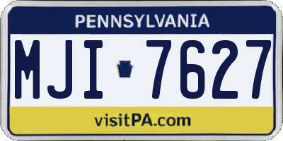 PA license plate MJI7627
