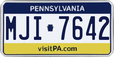 PA license plate MJI7642