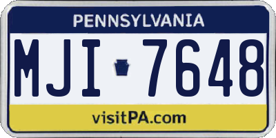 PA license plate MJI7648