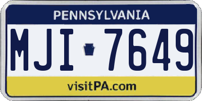 PA license plate MJI7649