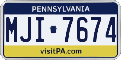 PA license plate MJI7674