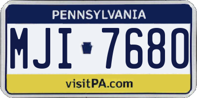 PA license plate MJI7680