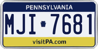 PA license plate MJI7681