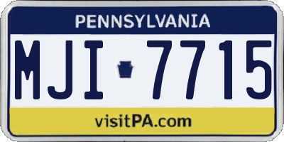 PA license plate MJI7715