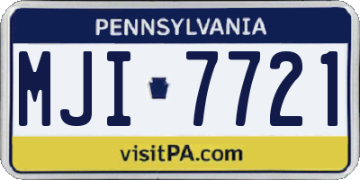 PA license plate MJI7721