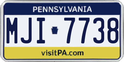PA license plate MJI7738