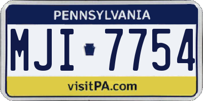 PA license plate MJI7754