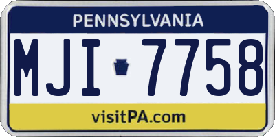 PA license plate MJI7758