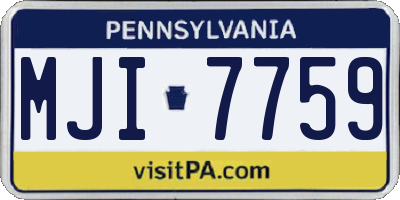PA license plate MJI7759