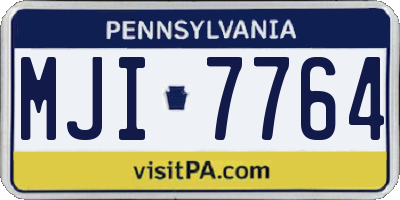 PA license plate MJI7764