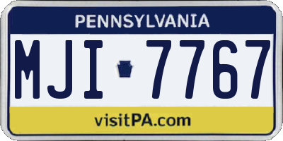 PA license plate MJI7767