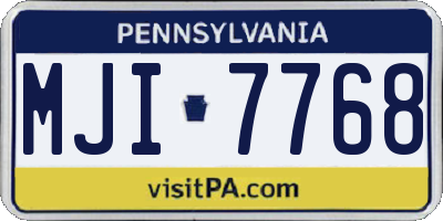 PA license plate MJI7768