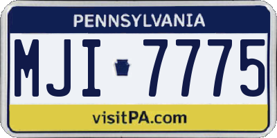 PA license plate MJI7775