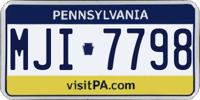 PA license plate MJI7798
