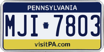 PA license plate MJI7803
