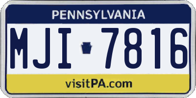 PA license plate MJI7816