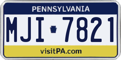 PA license plate MJI7821