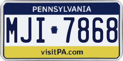 PA license plate MJI7868