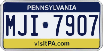 PA license plate MJI7907