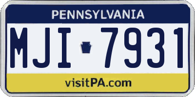 PA license plate MJI7931