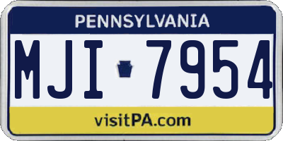 PA license plate MJI7954