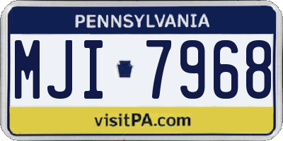 PA license plate MJI7968