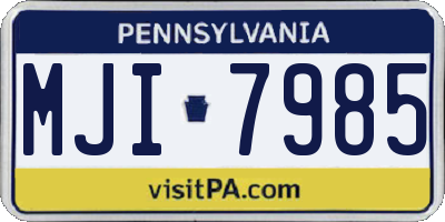 PA license plate MJI7985