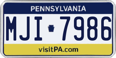 PA license plate MJI7986