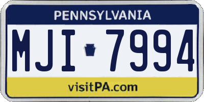 PA license plate MJI7994