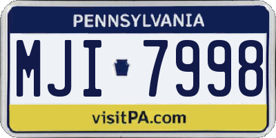 PA license plate MJI7998