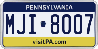 PA license plate MJI8007