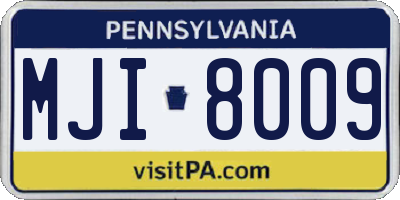 PA license plate MJI8009