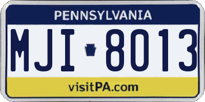 PA license plate MJI8013