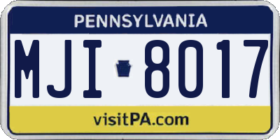 PA license plate MJI8017
